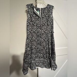 Adore Black and White Lace-Pattern Sheath Dress